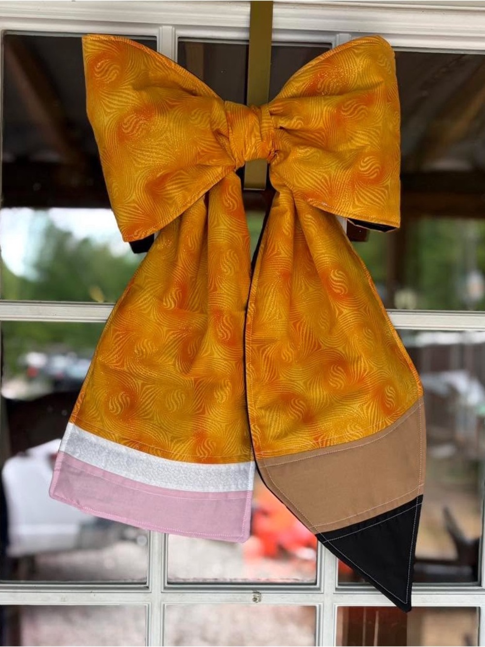 Handcrafted Yellow Orange Decorative Bow Scarf